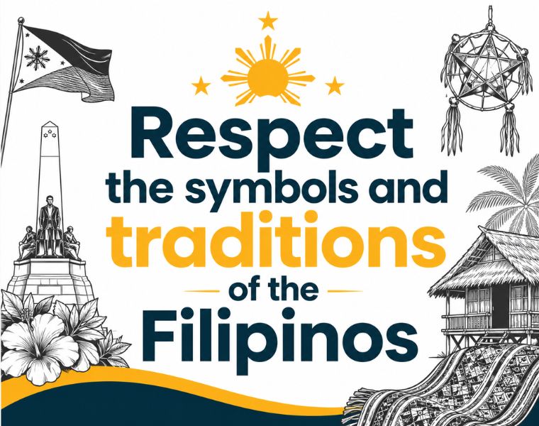 











genrate image  Respect the symbols and traditions of the Filipinos 
with text : 











genrate image  Respect the symbols and traditions of the Filipinos 


 heading font popins 
size : 760*600 

clr : #02343F #FFB302

back and white symbols



 heading font popins 
size : 760*600 

clr : #02343F #FFB302

back and white symbols
