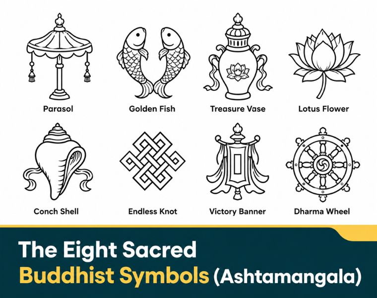 The Eight Sacred Buddhist Symbols (Ashtamangala)